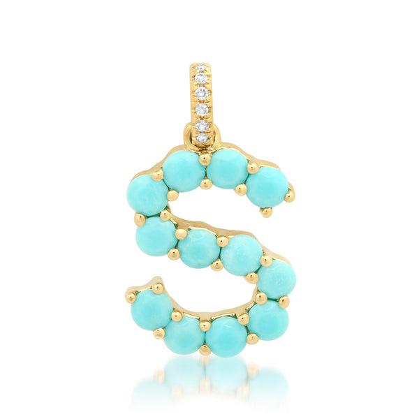 Turquoise Initial Charm