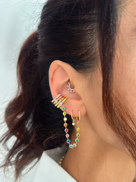 Rainbow Bezel Earring