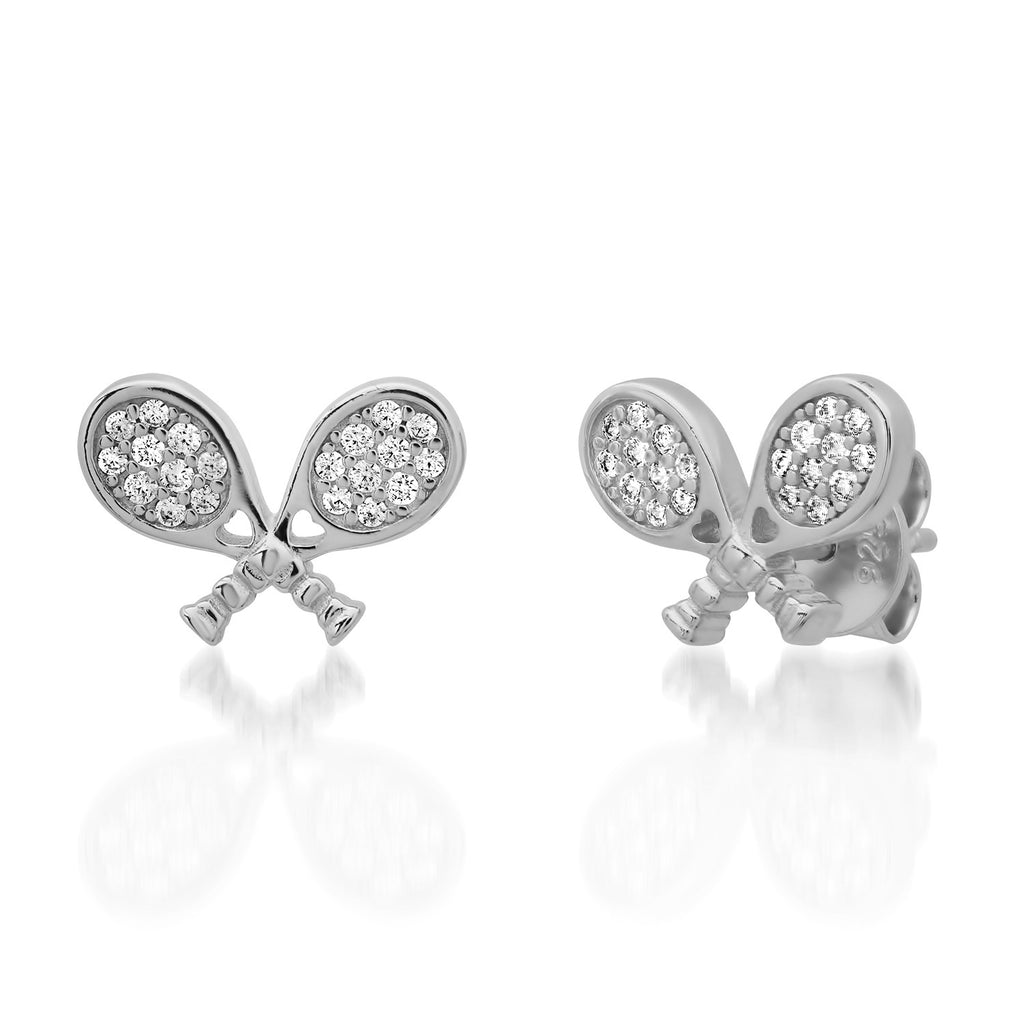 CZ Double Racket Studs