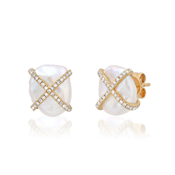 Keshi Diamond Studs