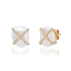 Keshi Diamond Studs
