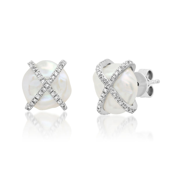 Keshi Diamond Studs