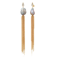 Silver Baroque Pearl Tassel Drops