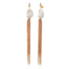 White Baroque Pearl Tassel Drops