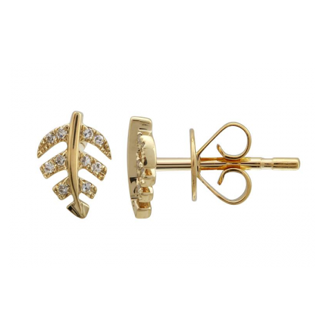 Diamond Leaf Studs