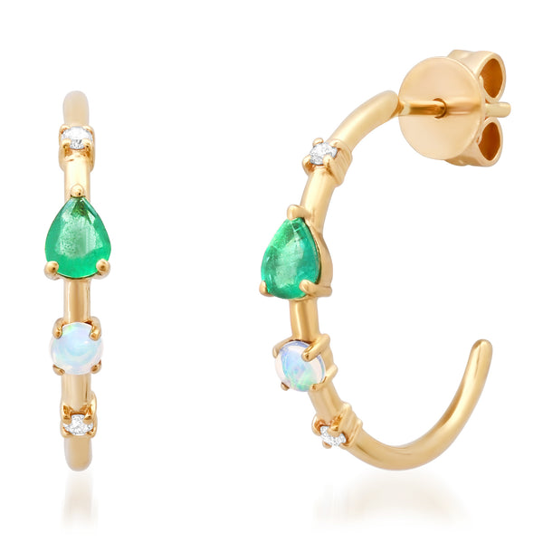 Emerald Opal Hoops
