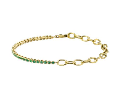 Emerald Paperclip Bracelet