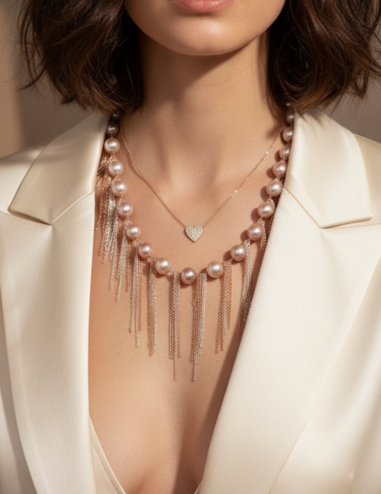 18" Blush Fringe Necklace