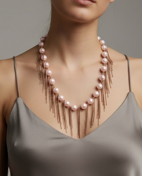 18" Blush Fringe Necklace