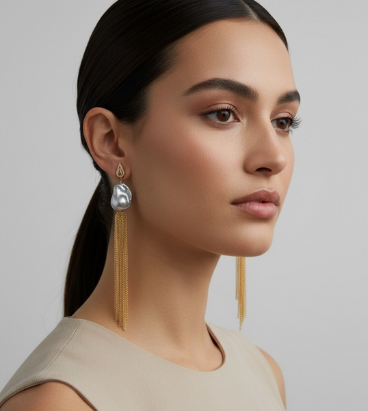 Silver Pearl Tassel Drops