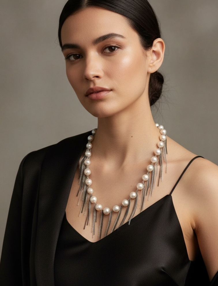 18" White Fringe Necklace