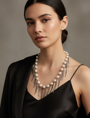 18" White Fringe Necklace