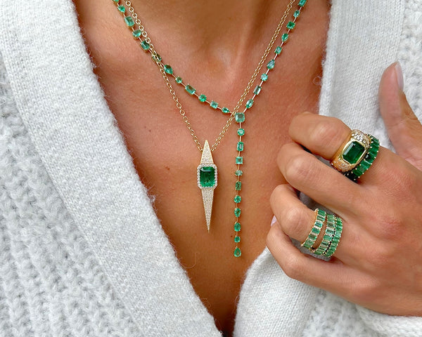 Emerald Y Necklace