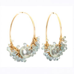Pearl Sapphire Hoops