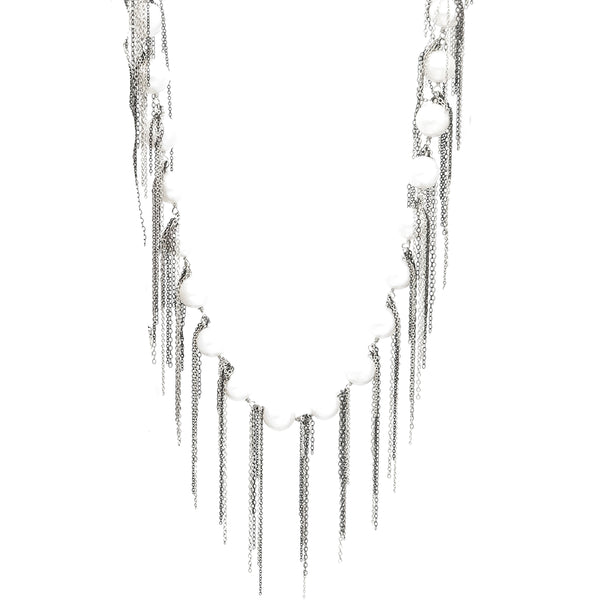White Fringe Necklace