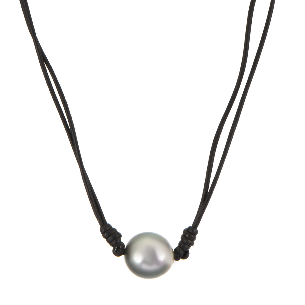 St. Barth Black Leather and Pearl Necklace – Meira T Boutique