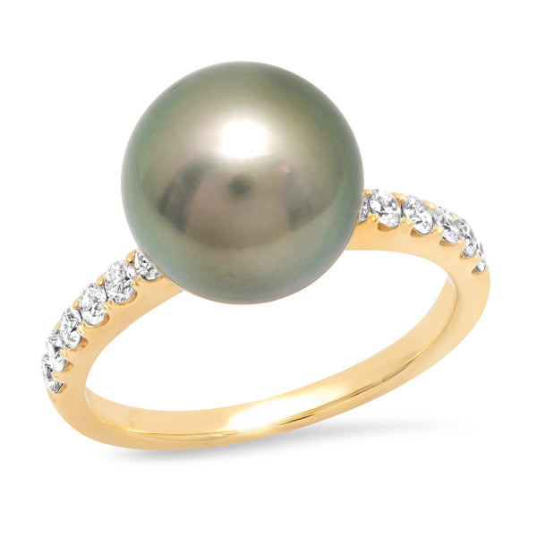 AURA RING WHITE MOTHER OF PEARL WITH BLACK AND GREY DIAMONDS – SAMANTHA TEA