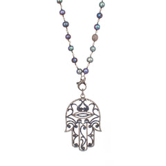 Pearl Hamsa Necklace