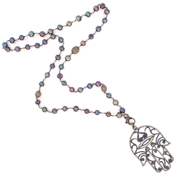 Pearl Hamsa Necklace